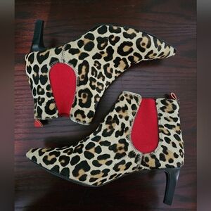 Marc Cain Leopard Print Heels Boots Shoes with Red Details Size 6